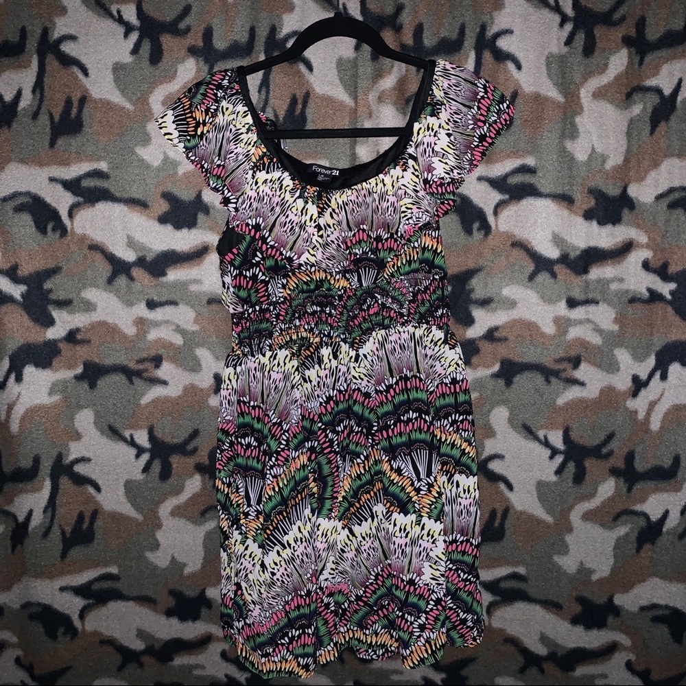 Off the shoulder abstract mini dress